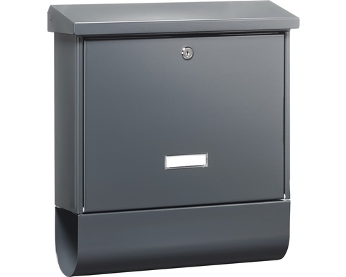 Burg Wächter letterbox, sheet steel, WxHxD 380/425/115 mm, Nordland 20867 anthracite with flap, newspaper box, nameplate