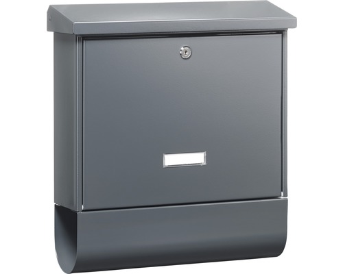 Burg Wächter Burgwachter letterbox, sheet steel, powder-coated, rustproof, WxHxD 389/125/435 mm, Castello 470 anthracite with flap, newspaper box + name plate