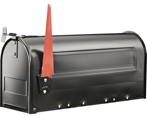 Burg Wächter US-style mailbox, galvanized steel, dimensions (W x H x D): 170/220/480 mm, black, with flap