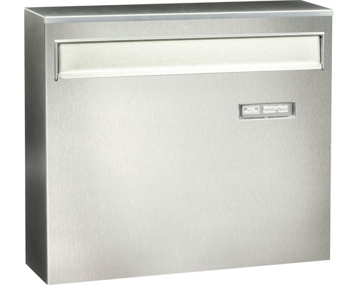 Burg Wächter Burgwachter stainless steel fence mailbox WxHxD 362x322x100 mm Borkum 3878 stainless steel with flap opening stop + name plate