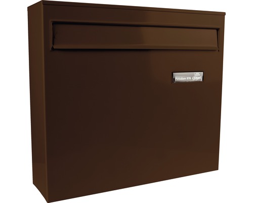 Burg Wächter fence mailbox, powder-coated steel, WxHxD 322/362/100 mm, Potsdam brown with opening stop