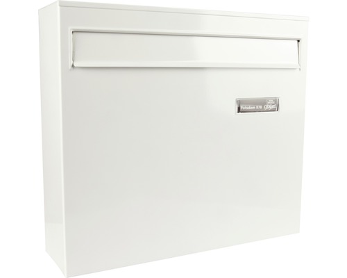 Burg Wächter fence mailbox, powder-coated steel, WxHxD 362/322/100 mm, Potsdam white with opening stop