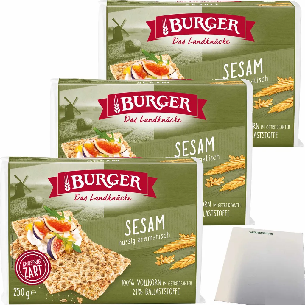Burger the Landknäcke sesame nutty aromatic 3-pack (3x250g pack) + usy block