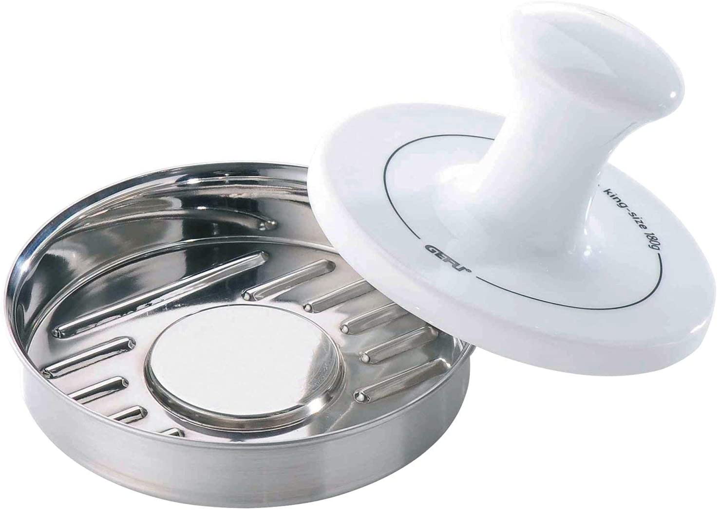 Burger Press with Porcelain Plunger and Stainless Steel Dish by GEFU