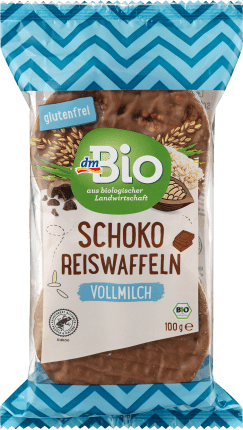dmBio Chocolate rice waffles whole milk, 100 g