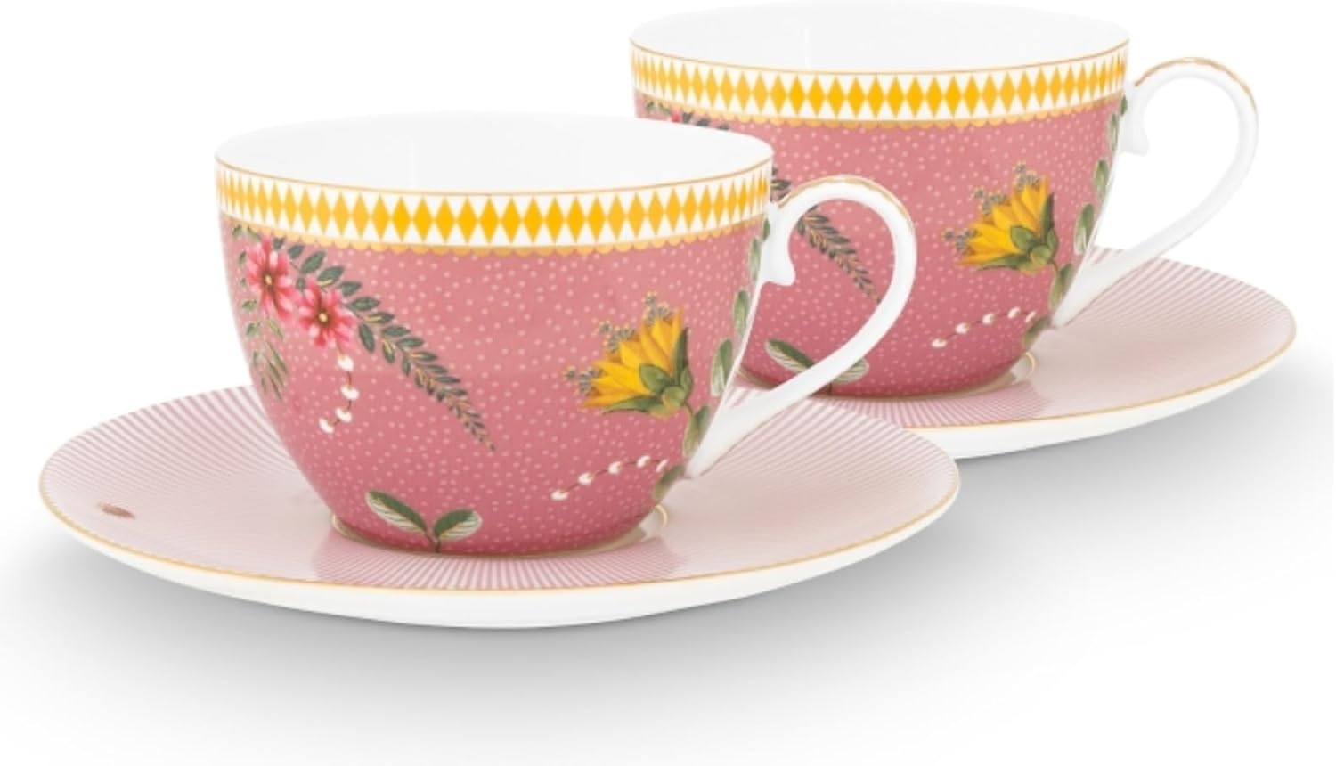 Pip Studio La Majorelle 51004135 Cup with Saucer Pink 0.28 L Set 2 (1 Set)