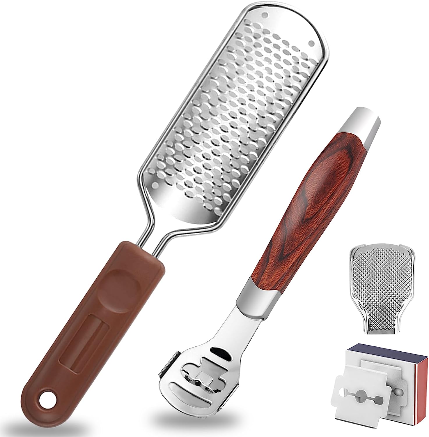 Yagaspantery Professional Foot File and Callus Shaver with 10 Replacement Blades, Pedicure Foot Scraper Set, Callus Removal, Callus Rasp for Foot Care