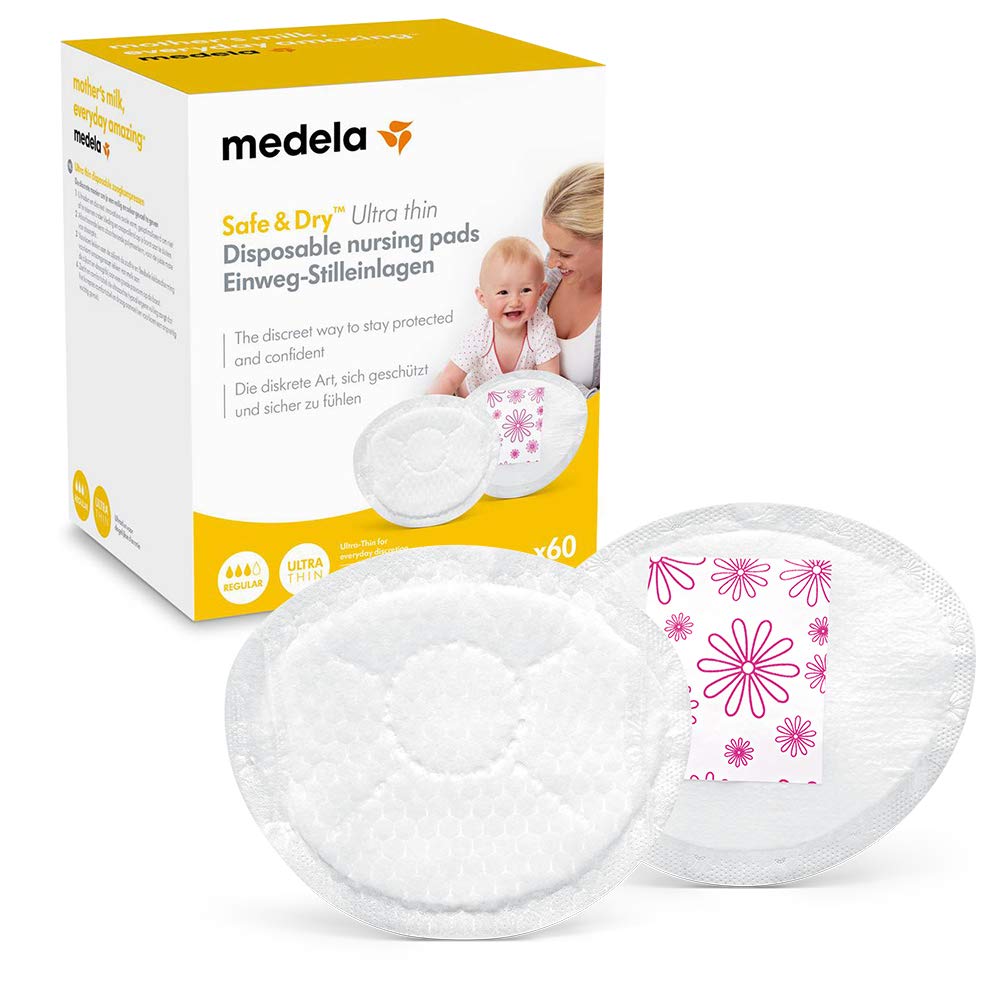 Medela Safe & Dry Ultra Thin Disposable Nursing Pads - Ultra Thin and Highly Absorbent Nursing Pads - Pack of 60 Individually Wrapped Nursing Pads