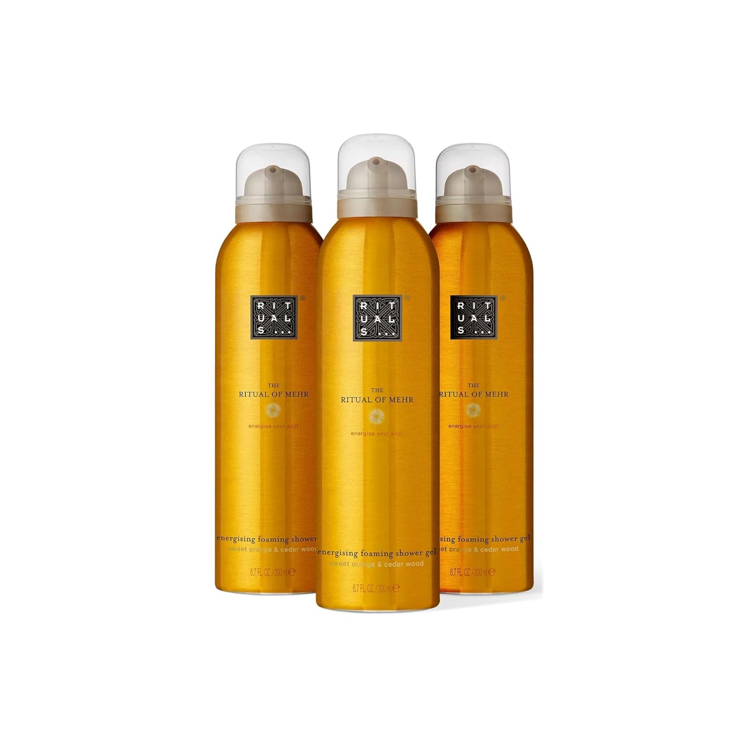 RITUALS The Ritual of More Value Pack of 3 Shower Foams - Sweet Orange and Cedar Wood Shower Gel - Sweet and Invigorating Fragrance - Value Pack 3 x 200ml