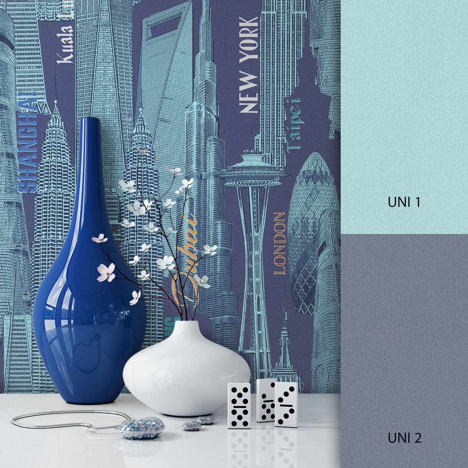 Newroom Design Newroom Wallpaper Non-Woven Wallpaper Blue Pattern Fun Modern And Elegant D