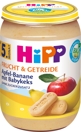HiPP Fruit & Cereals Apple-banana with baby biscuit from the 5th month, 190 g