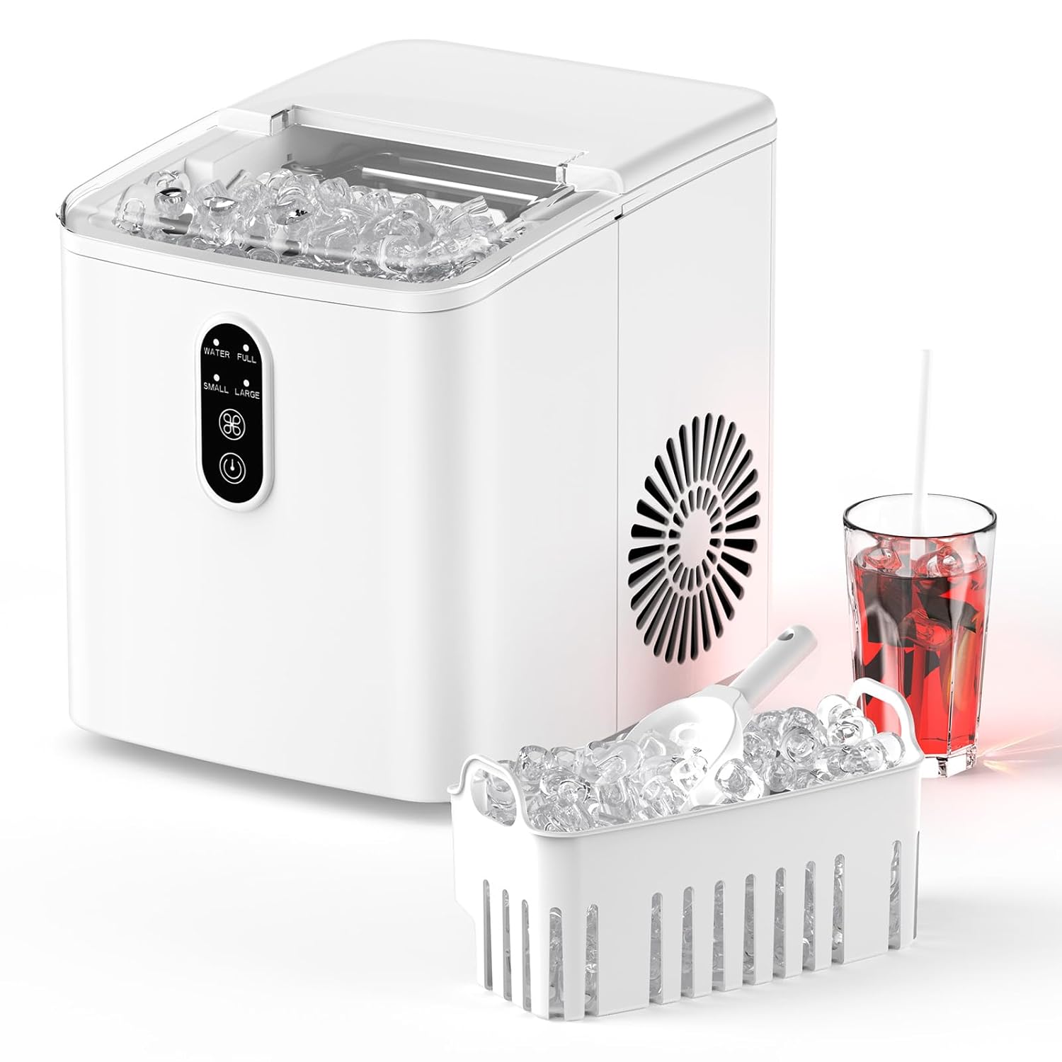 PHEJIE Ice Cube Machine, 6-8 Minutes Quick Ice Cubes, 9 Pieces per Batch, 12 kg/Day, Self-Cleaning, Compact for Kitchen/Party/Travel, 1.2 L Water Tank, 1.0 L Ice Container (60-80 Cubes)