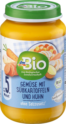 dmBio Vegetables with sweet potatoes and chicken from the 5th month, Demeter, 190 g
