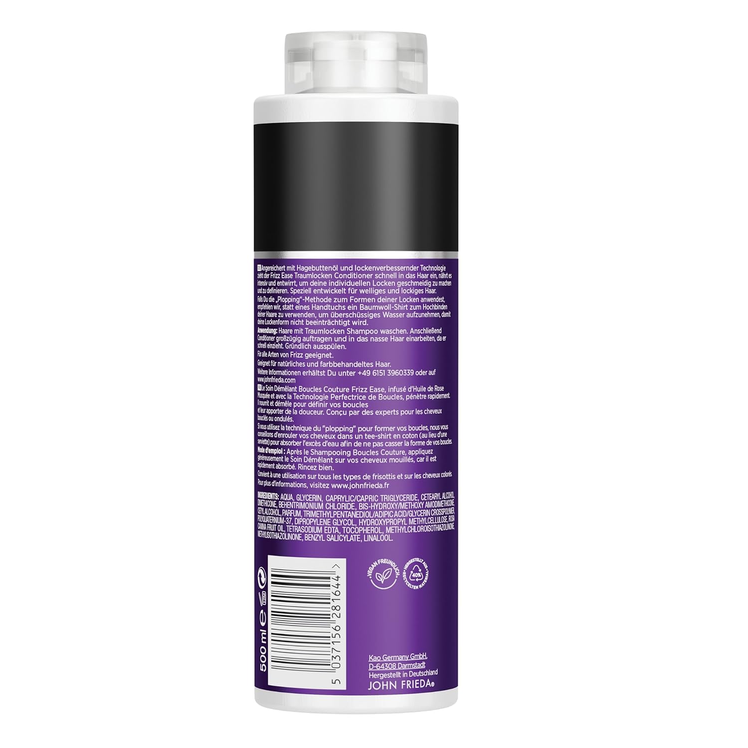 John Frieda Dream Curls Conditioner - Value Size: 500ml - Frizz Ease Series - Hair Type: Curly, Wavy, Unruly - Cabinet Size (Pack of 2)