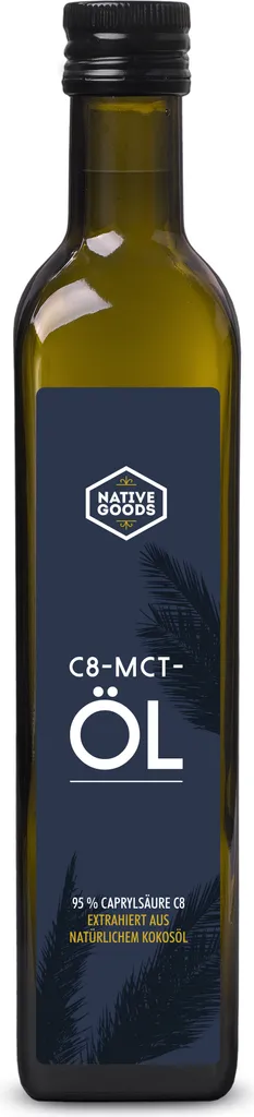 biokontor C8 MCT Oil from Coconut Oil 500 ml - 95% Caprylic Acid C8 - Tasteless - Ketogenic | Native Goods