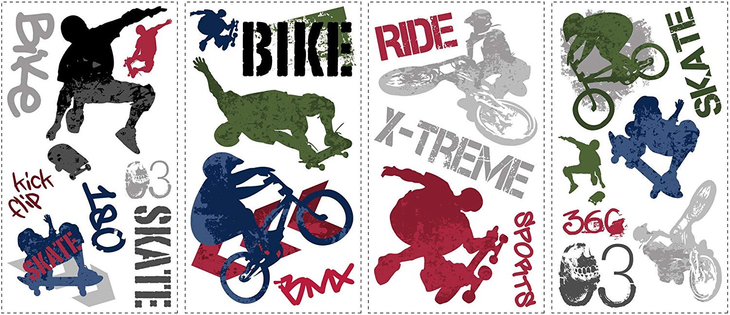 Roommates Extreme Sports Repositionable Childrens Wall Stickers