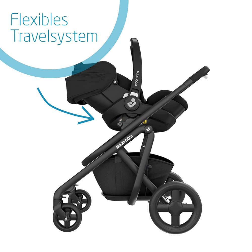 Maxi-Cosi Marble Baby Car Seat i-Size Baby Car Seat with 157° Reclining Function, Group 0+ (40-85 cm / 0-13 kg) Can be Used from Birth to Approx. 13 Months, Includes Marble Isofix Base Station, Essential Black