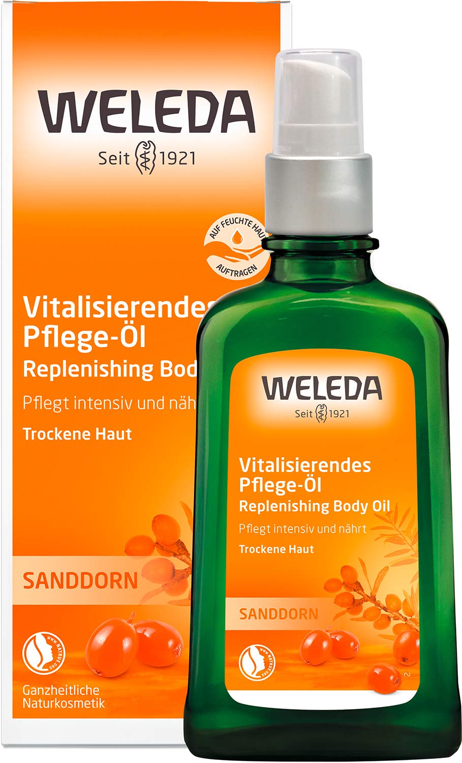 WELEDA Organic Sea Buckthorn Vitalising Care Oil, Natural Cosmetics Body Oil for Intensive Care of Dry Skin, Body Oil for Noticeable Smoothness and Recovery of the Skin (1 x 100 ml)