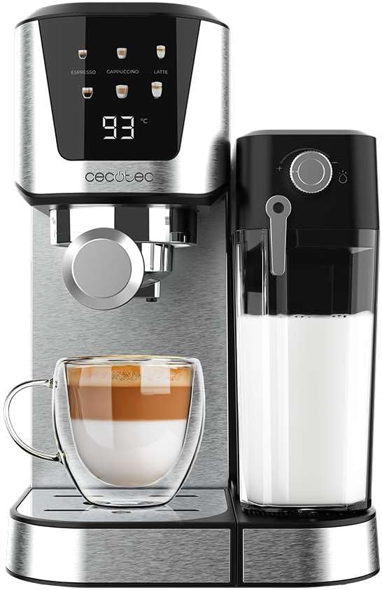 Cecotec Semi-automatic coffee machine Power Espresso 20 Cream: 20 bar, thermoblock heater, for ground coffee, espresso, cappuccino, latte, touch screen, 700 ml milk container, 1 liter water container.