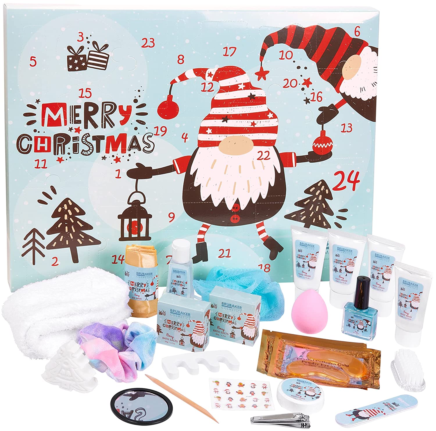 BRUBAKER Cosmetics Beauty Advent Calendar 2021 - the XXL Gnome Wellness Chr, ‎blau