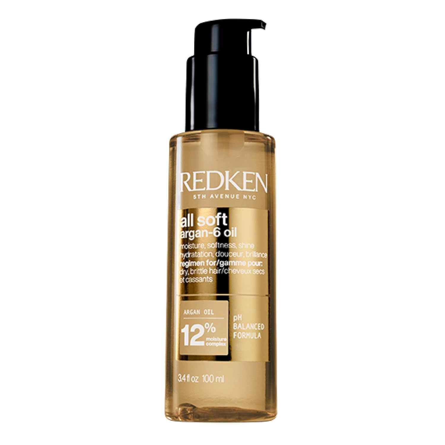 Redken Hair Oil with Deep Care for Dry and Brittle Hair, Invigorates and Hydrates, with Omega-6 and Argan Oil, All Soft Argan-6 Oil, 1 x 100 ml