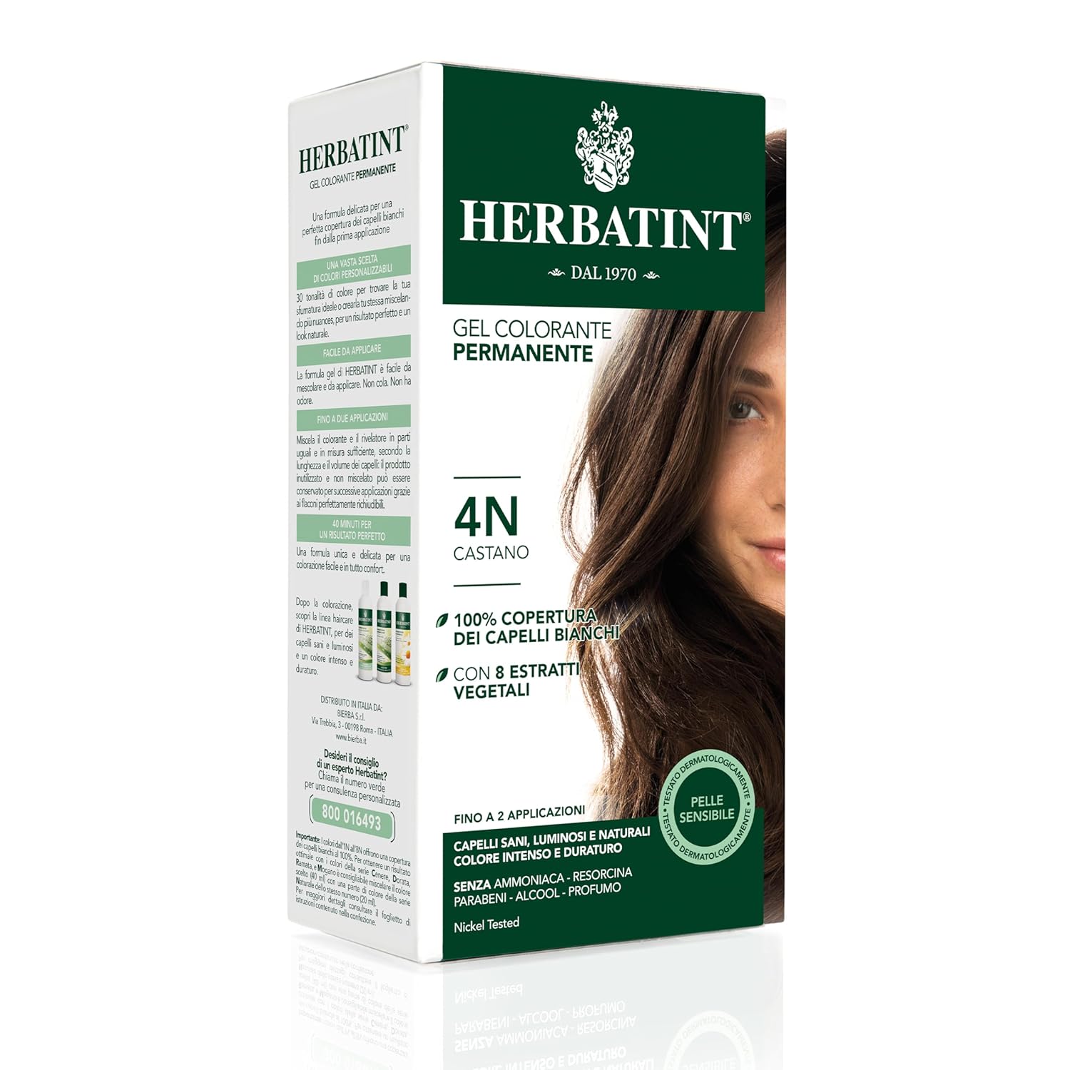 Herbatint Novavis 4N Chestnut Permanent Herbal Hair Color Gel, 150 ml