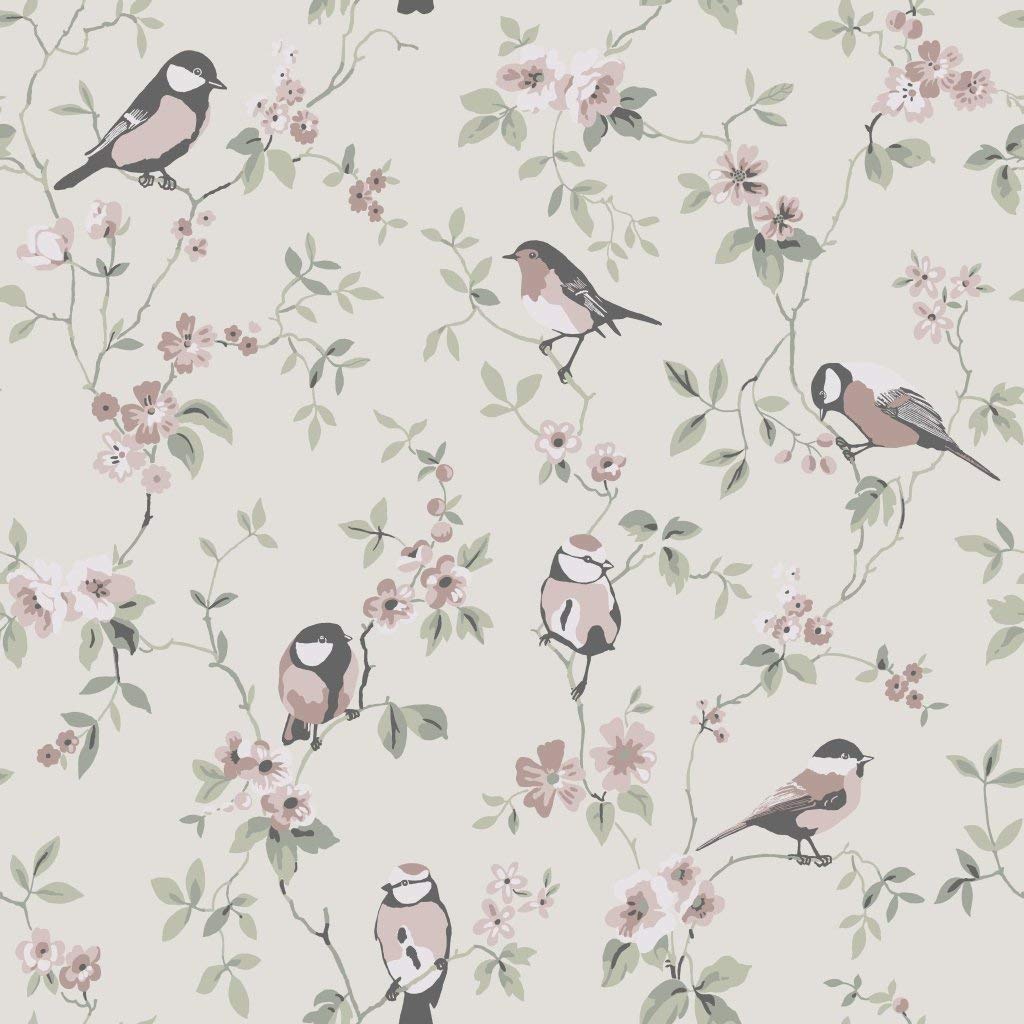 BorasTapeter Falsterbo Ii 4024 Non-Woven Wallpaper Singing Birds And Flower Tendrils Bei