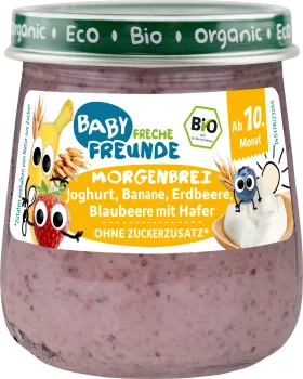 FRECHE FREUNDE Morning porridge yogurt, banana, strawberry, blueberry with oats from 10 months, 120 g