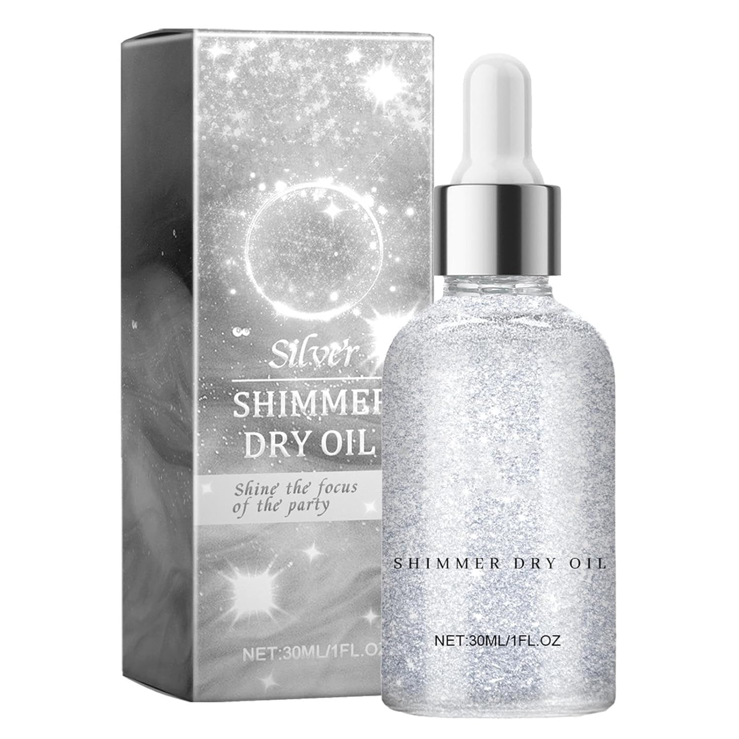 Povanjer Body Shimmer Oil, Highlighter Body Oil - High Gloss Glitter Body Oil Moisturising Body Makeup Shine Glitter for Shoulders, Face, Eyes, Legs