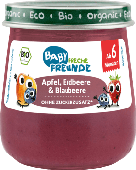 FRECHE FREUNDE Fruits Apple, Strawberry & Blueberry, from the 6th month, 120 g