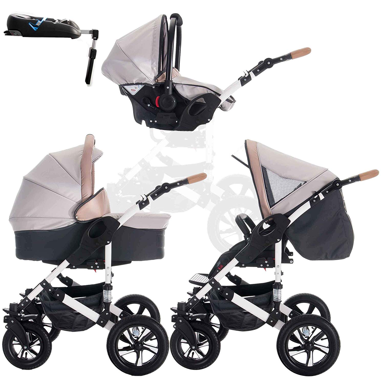 Bebebi myVARIO 4-in-1 Pushchair + ISOFIX Hard Rubber Tyres Colour: myHoney