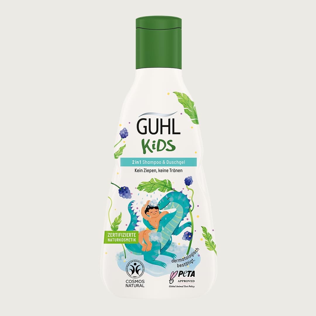 Guhl Kids 2 in 1 Shampoo & Shower Gel – Contents: 250 ml – Specially Developed for Children – No Pulling – Child-friendly Design – Cosmos Natural Certified