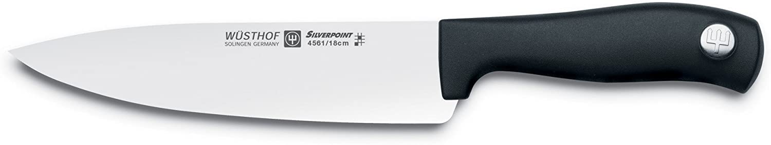 Wusthof WÜSTHOF Silverpoint (45617/18), wide 18 cm blade, stainless steel, dishwasher safe, strong kitchen knife, very sharp blade.