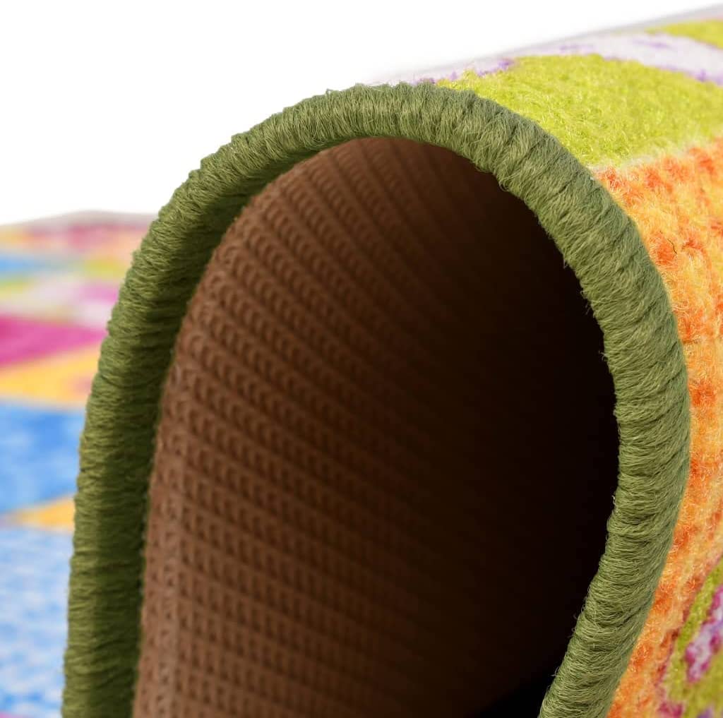 vidaXL Children\'s Play Mat Children\'s Room Play Rug Girls Rug Multicoloured Loop Pole 133 x 180 cm Butterfly Pattern