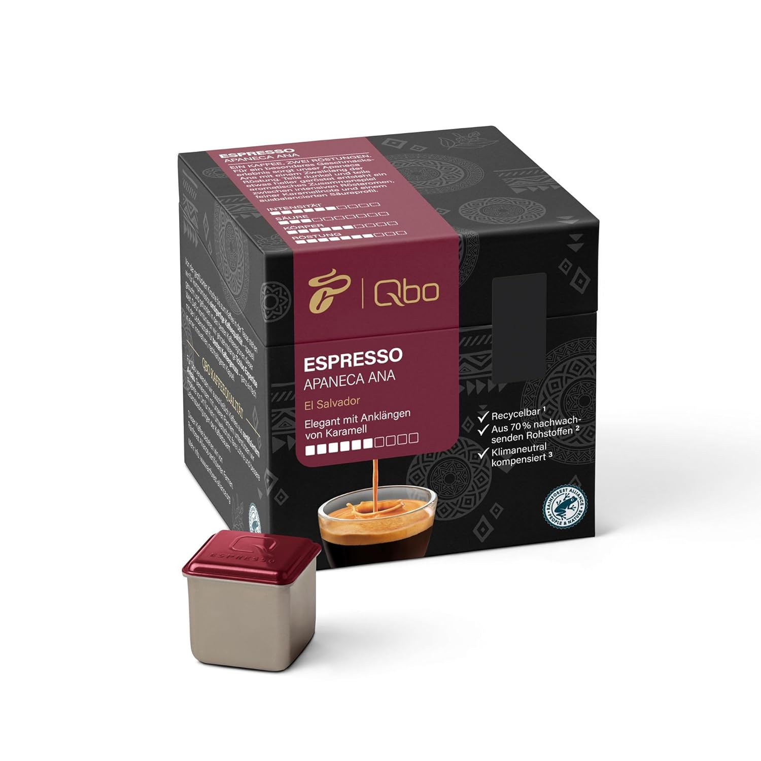 Tchibo Store Tchibo Qbo Espresso Apaneca Ana Premium Coffee Capsules, Pack of 27 (Espresso, Intensity 5/10, Elegant with Caramel Note), Sustainable, Made from 70% Renewable Raw Materials & Climate Neutral Compensated