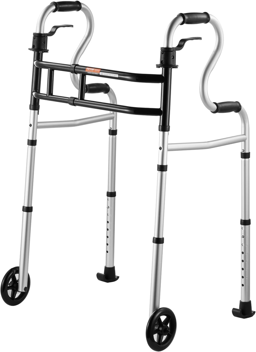 VEVOR Folding Rollator with Wheels, Versatile 3-in-1 Design, Height and Width Adjustable, Lightweight Aluminium Frame | Front Wheels for Improved Mobility