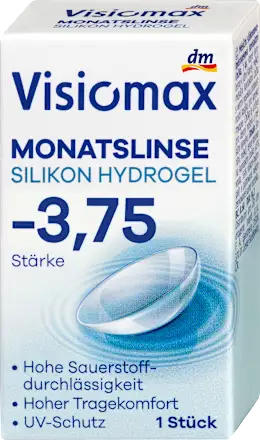 Visiomax Silicone hydrogel monthly contact lens, diopter -3.75, 1 pc