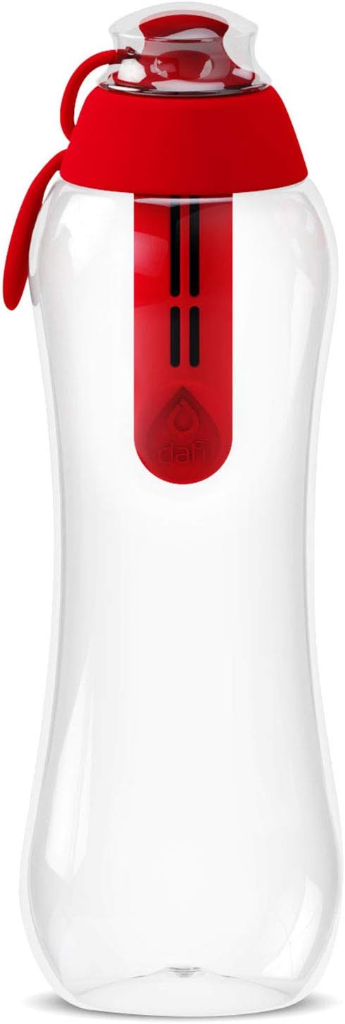DAFI Water Bottle with Filter 0.3 L, Red - BPA-Free Water Bottle with Water Filter, Sports Bottle with Filtered Water for Travel, Filter Bottle Outdoor + Activated Carbon Filter Water Bottle