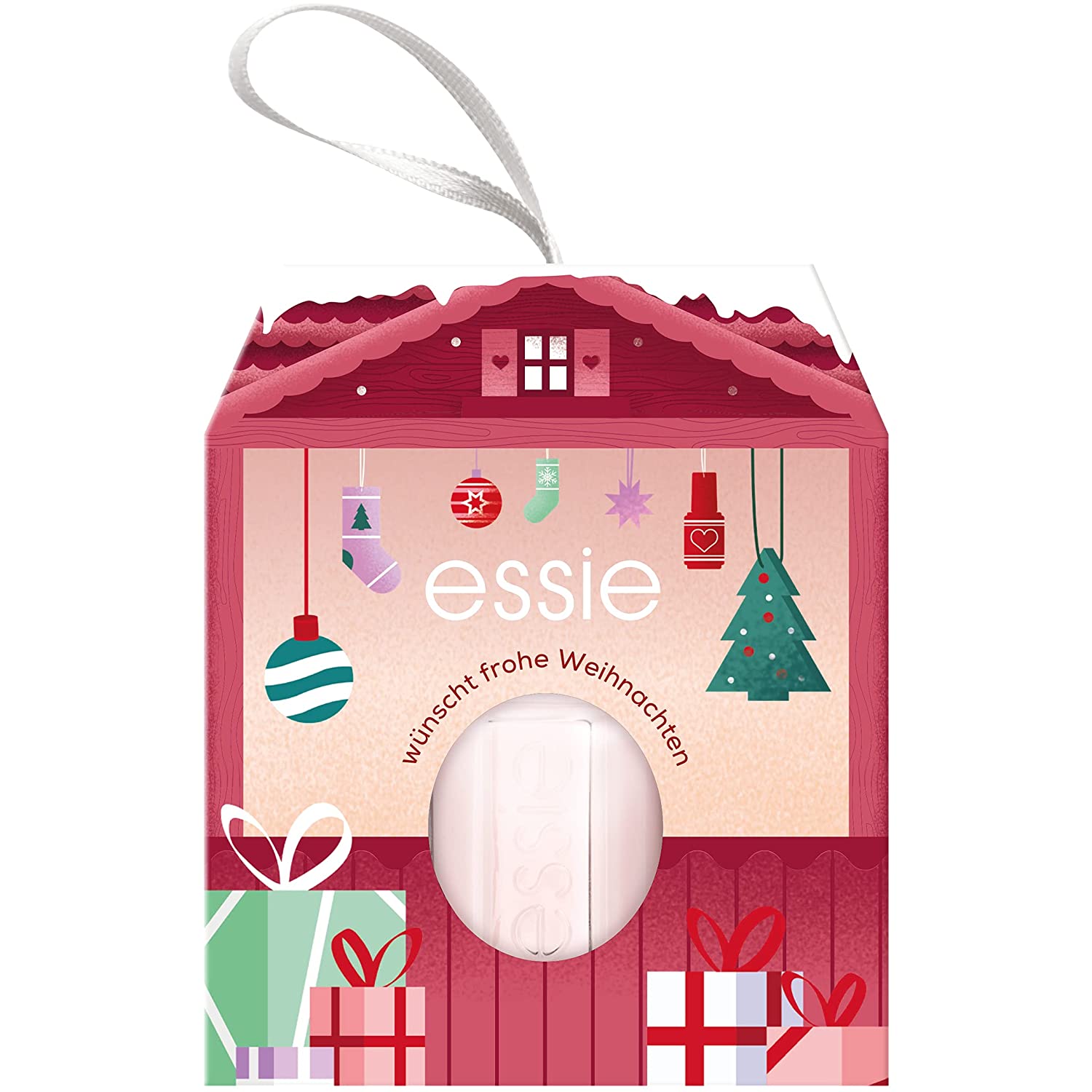 essie Nagellack im weihnachtlichen Häuschen, Ideales Geschenk zu Weihnachten, Mit Farblack für farbintensive Fingernägel, Nr. 6 ballet slippers (Nude), 1 x 13,5 ml, ‎mono häuschen