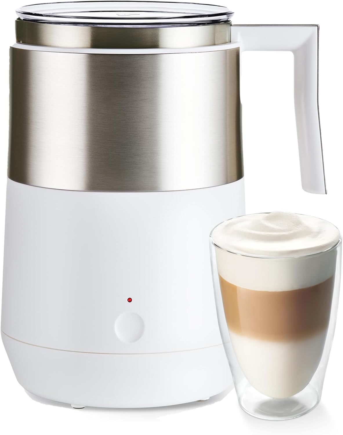 Tchibo Induction Milk Frother No Burning Dishwasher Safe Mixing Container Warm Cold Milk Foam for Latte Macchiato, Cappuccino and Cocoa, Cream White