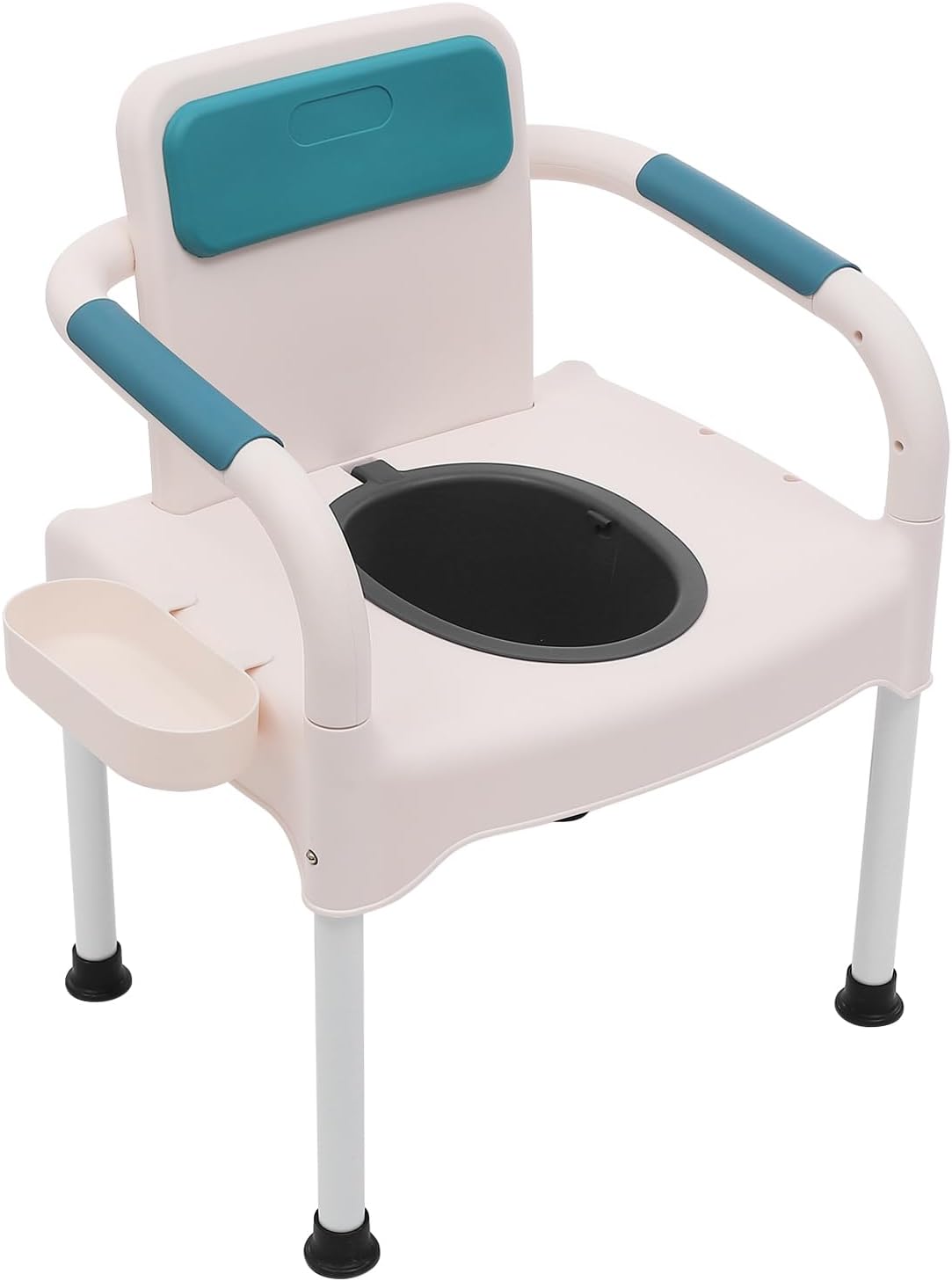 PattenlLevi Dual-Bucket Commode Toilet Chair, Bedside Toilet with Armrests for Home Use, Bedroom Swift Commode, Lightweight, 49 x 41 x 73 cm
