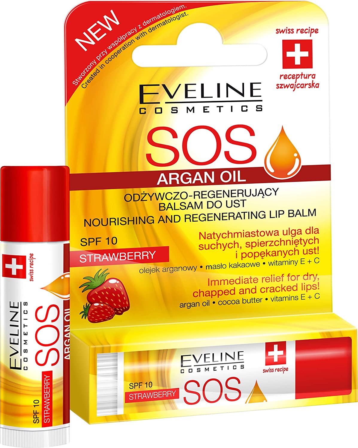 Eveline Cosmetics cosmetics Eveline SOS Argan Oil Nourishing and Regenerating Lip Balm SPF 10 Classic