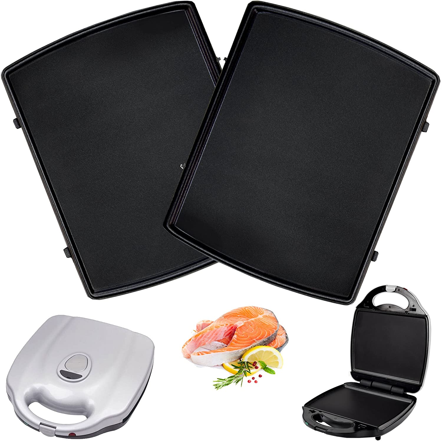1 Set Teppany Akigrill SLABS for Syntrox Chef Maker Zinc Carbon Battery, 2000 W, Efbe Schott Hazel ZN 800 XXL