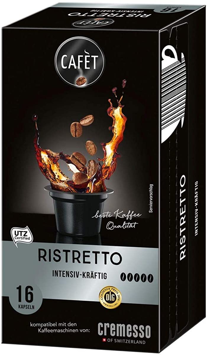 Cafet für Cremesso, Kaffekapseln Ristretto 16 Stück