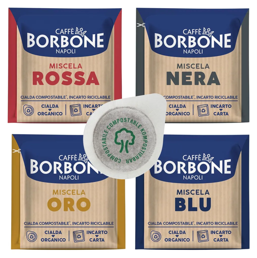 Caffé Borbone Caffè Borbone E.S.E. Pads 44mm Sample Set – 200 pieces (4x50) – Miscela Oro, Blu, Nera, Rossa – Italian Espresso, Compostable