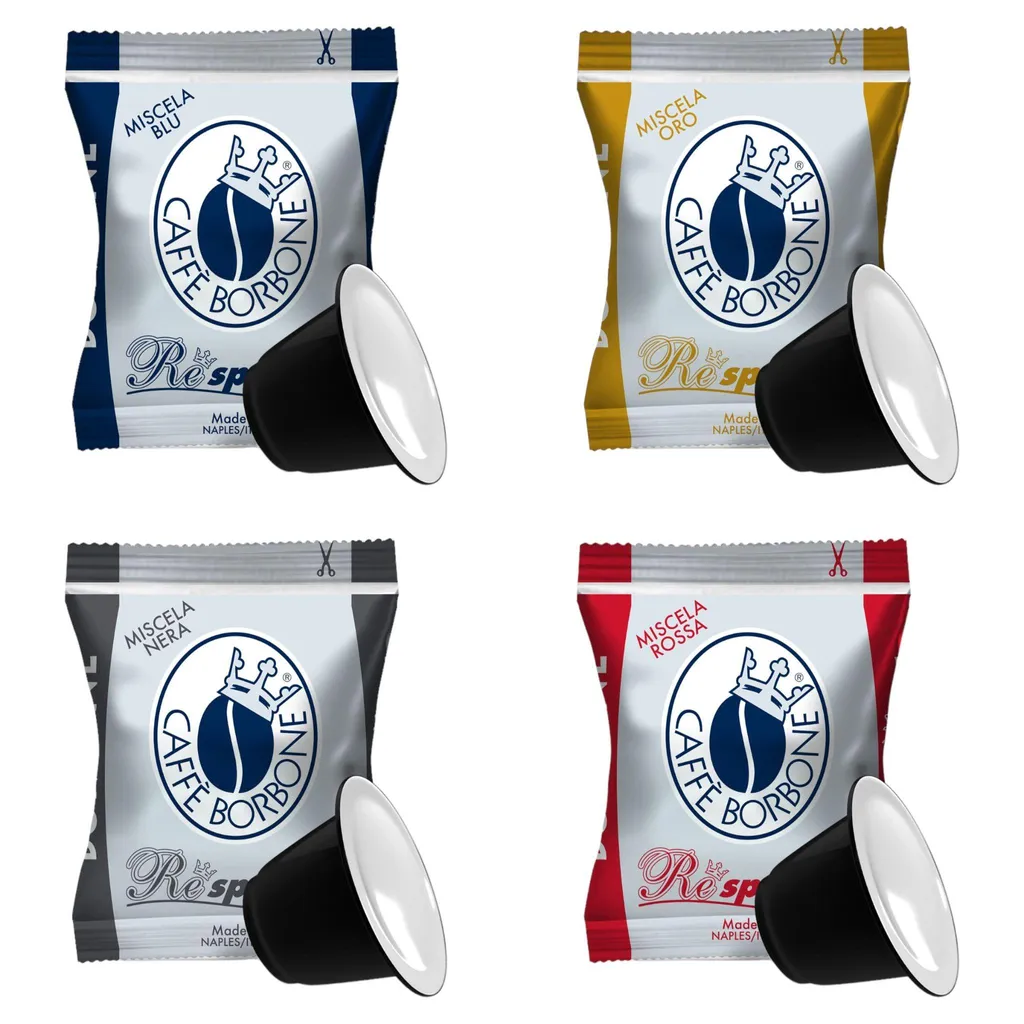 Caffé Borbone Caffè Borbone Coffee Capsules Respresso 4-pack, 50 capsules each of Blue, Nera, Oro, Red | 200 capsules total 1 kg