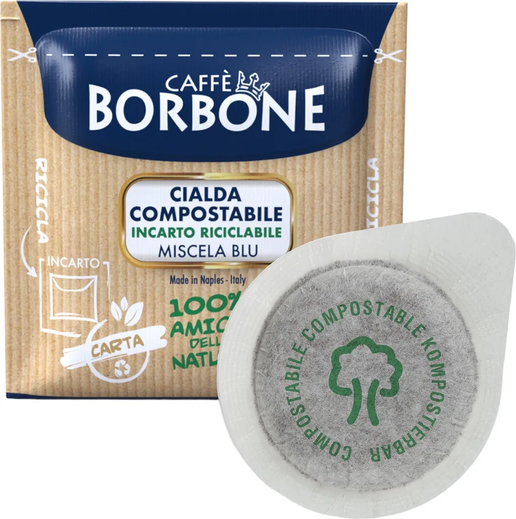 Caffè Borbone Coffee Compostable Pods, Recyclable Packaging, Blue Blend - 100 pieces - Compatible with ESE System Paper Pads 44 mm
