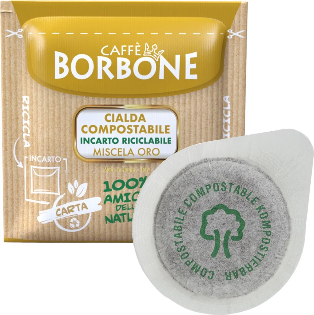 Caffé Borbone Caffè Borbone Coffee Compostable Pods, Recyclable Packaging, Gold Blend - 50 pieces - Compatible with ESE System Paper Pads 44 mm 360g