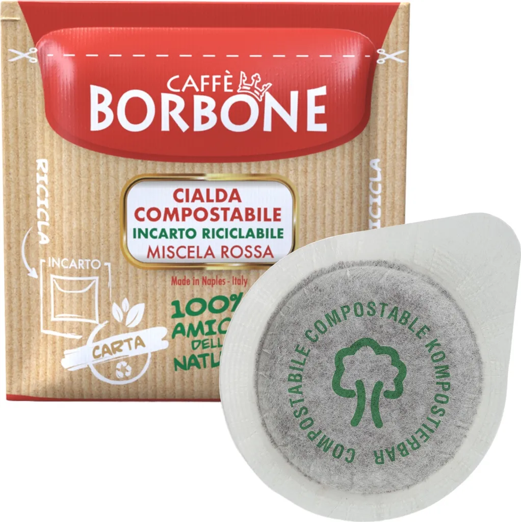 Caffè Borbone Coffee Compostable Pods, Recyclable Packaging, Red Mix - 100 pieces - Compatible with ESE System Paper Pads 44 mm