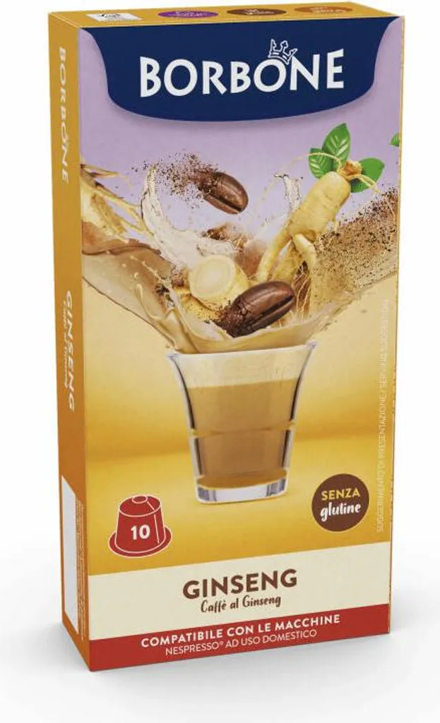 Caffé Borbone Caffè Borbone Ginseng Coffee Capsules, compatible with Nespresso capsule system, 10 capsules 65g